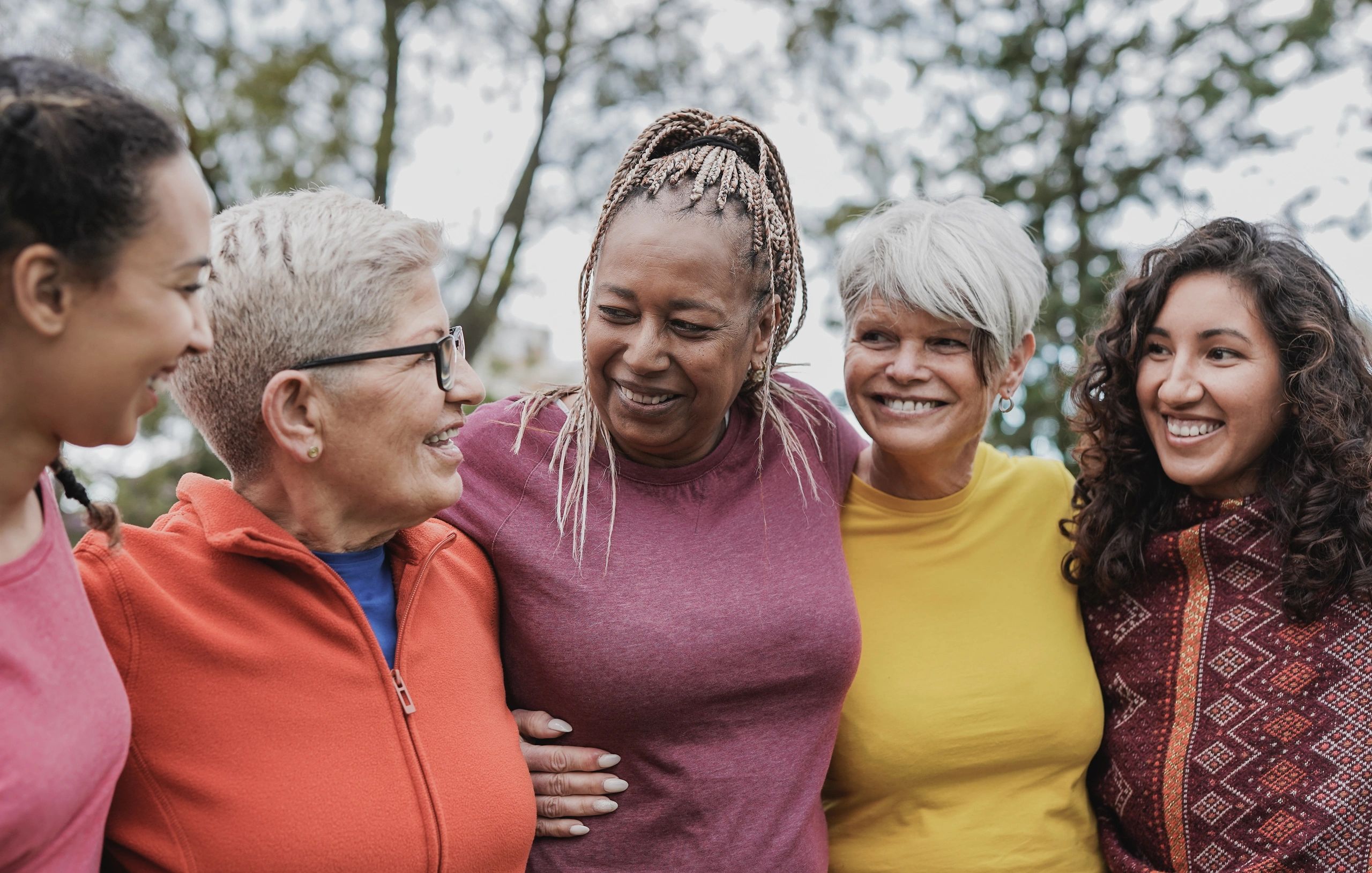 happy diverse women wellness