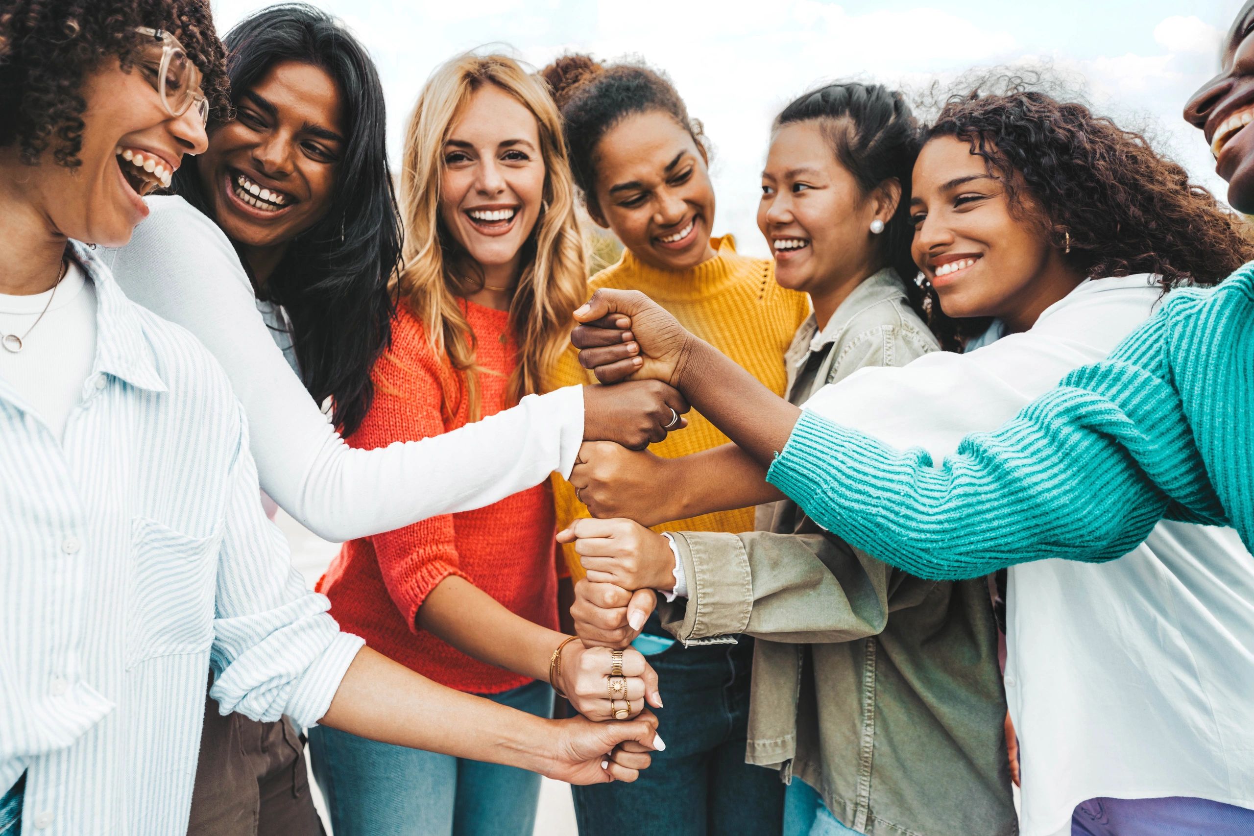 happy diverse women wellness
